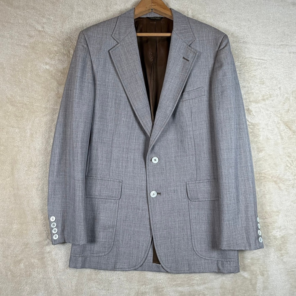 Vintage Cricketeer Mens Gray‎ Blazer Two Button Sport Coat Jacket Career Wear